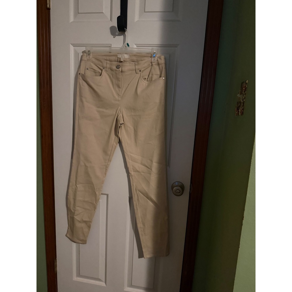 Etcetera Twiggy Beige Tan Slim Leg Stretch Cotton Twill Pants Womens 10
